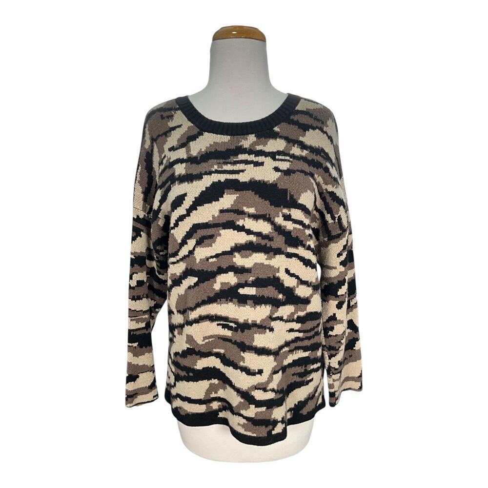 Philosophy Women's Thick Sweater Size 1X Camo Black Tan Army Green